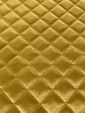 Quilted foil fabric padded gold or purple 2.5 x 2.5cm square -polyester - 145cm