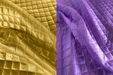 Quilted foil fabric padded gold or purple 2.5 x 2.5cm square -polyester - 145cm