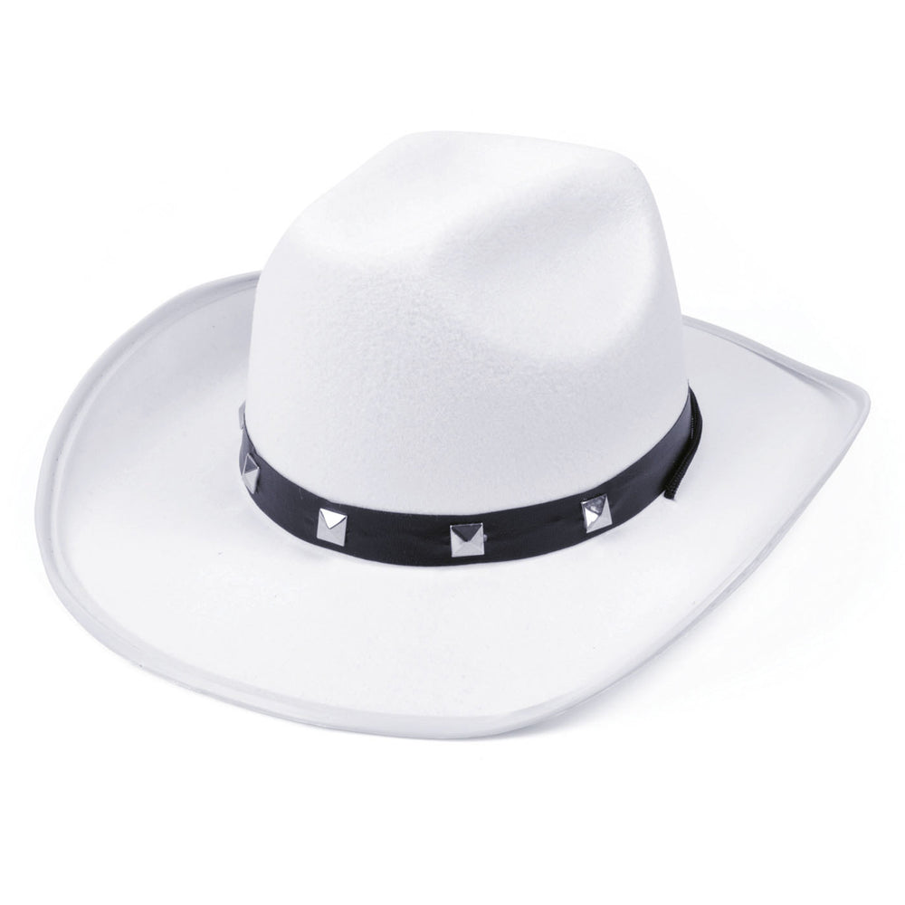 White studded cowboy hat - adult size