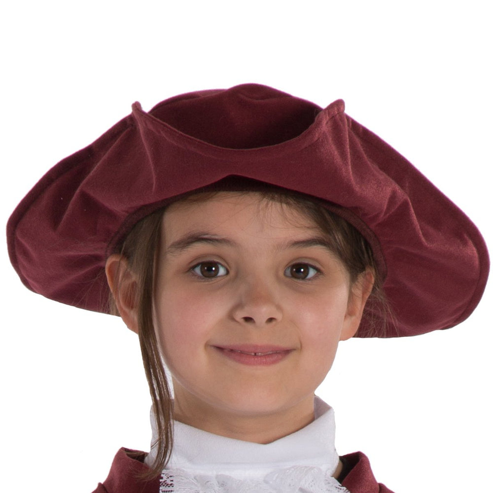 Image of Burgundy Tricorn hat for kids | Charlie Crow