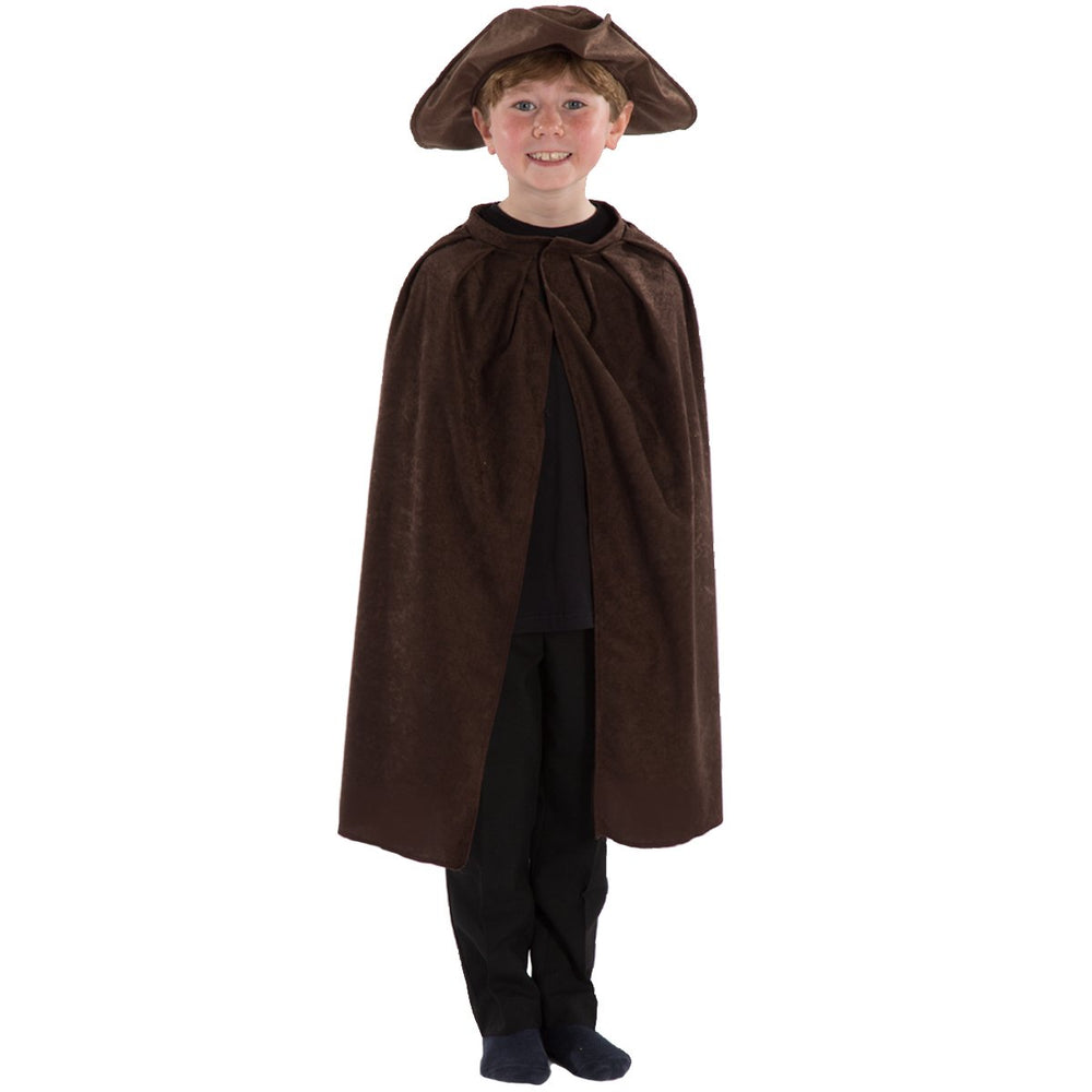 Image of Brown Tricorn hat and Cape for kids | Charlie Crow