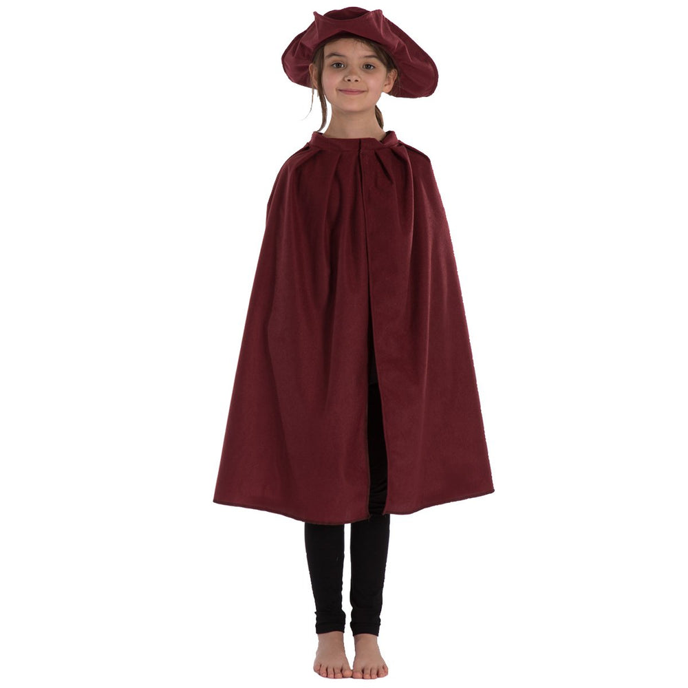 Image of Burgundy Tricorn hat and Cape for kids | Charlie Crow