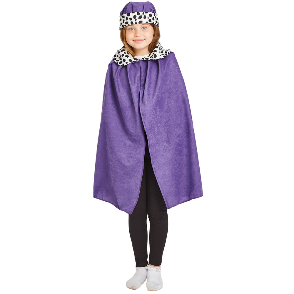Purple Royal Queen / King cape costume with crown