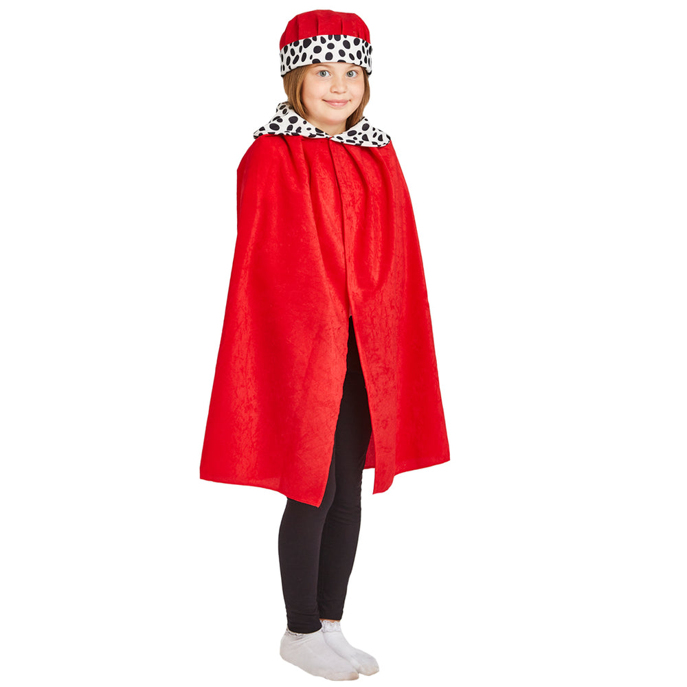 Red Royal Queen / King cape costume with crown