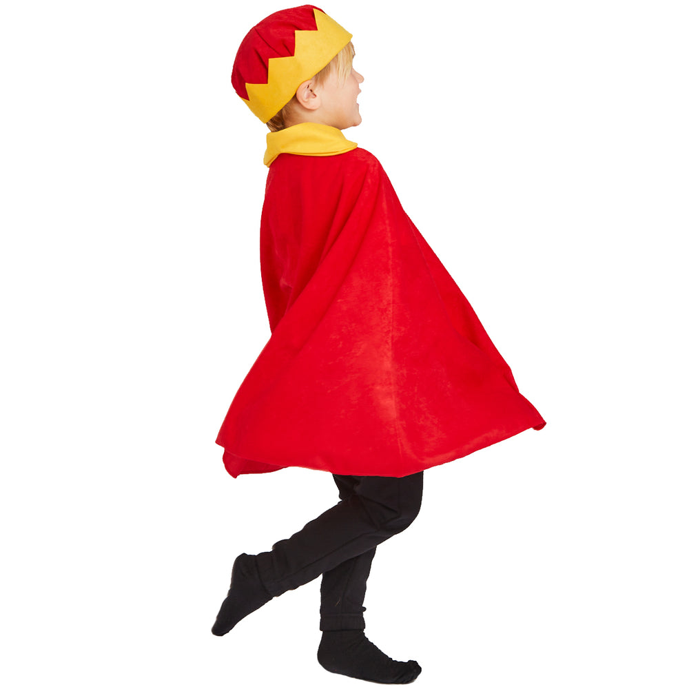 Rotes Königs-/Königin-Umhang- und Kronenkostüm für Kleinkinder 