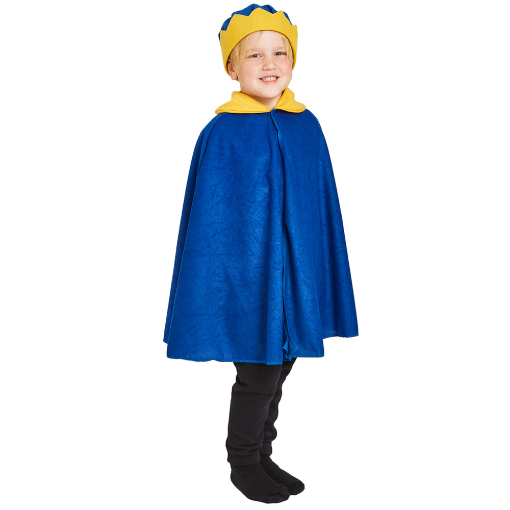 Blaues Königs-/Königin-Umhang- und Kronenkostüm für Kleinkinder 