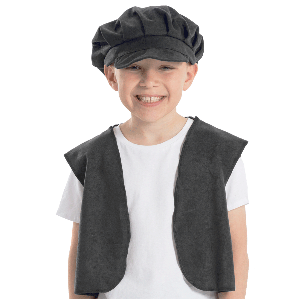 Image of Pauper boy Victorian cap waistcoat dress up set | Charlie Crow