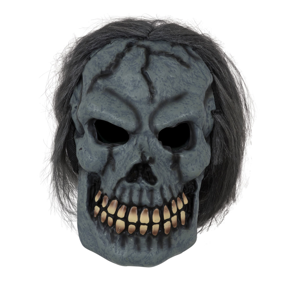 Totenkopfmaske mit Haaren - Halloween-Accessoire